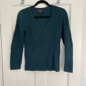 Banana Republic Wool-Bend Teal Sweater, Pullover with Italian Yarn by Filpucci